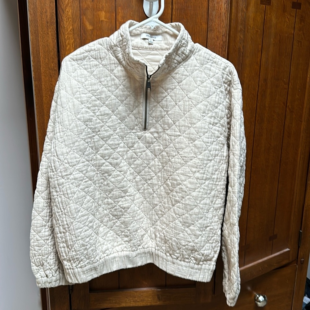 Off-white Madewell quilted quarter-zip size small